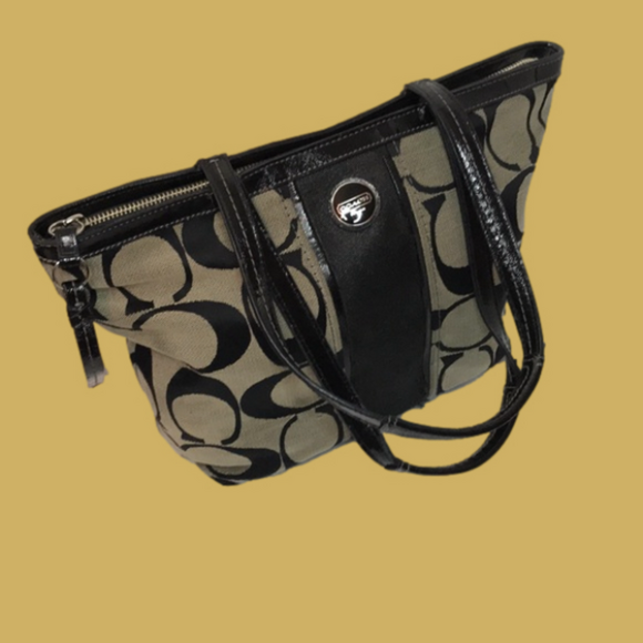 Coach Handbags - COACH E1321-F21950 Signature Stripe Kisslock Carryall Handbag Purse Satchel